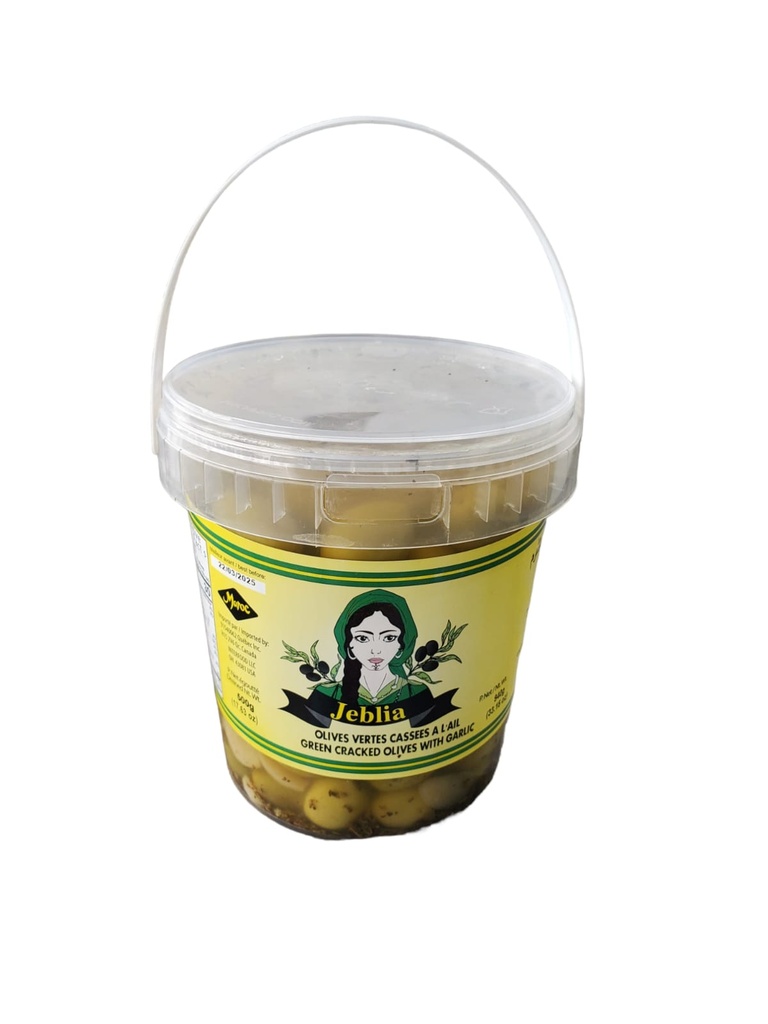 JEBLIA Olive Vertes cassées à l'Ail 940G x 12