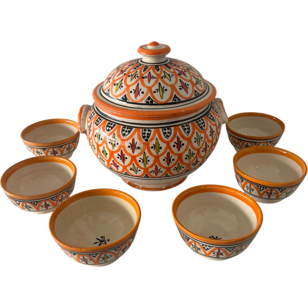 SAFI Soupiere avec 6 Bols - ORANGE