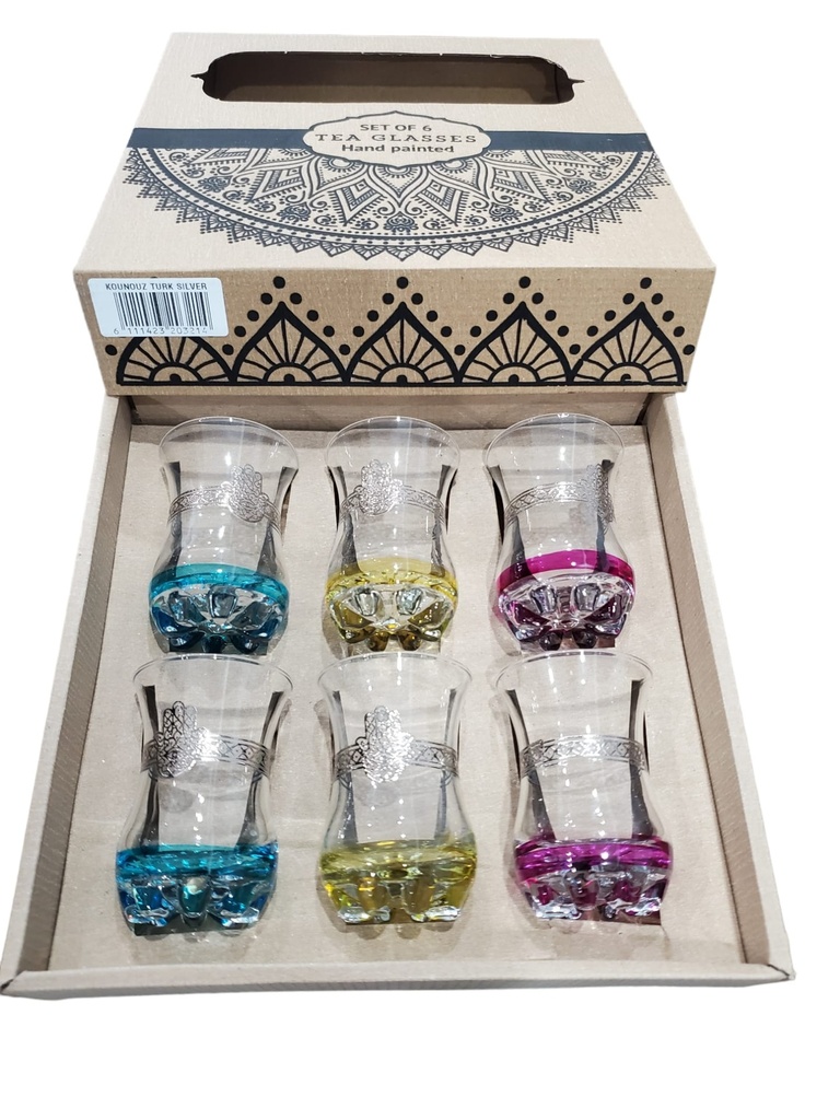 S6 Drinking glass COFFE TURK KOUNOUZ ARGENTÉ x 6