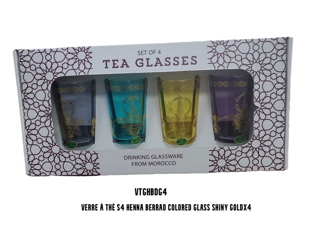 Verre à thé S4 HENNA BERRAD colored glass shiny goldx4