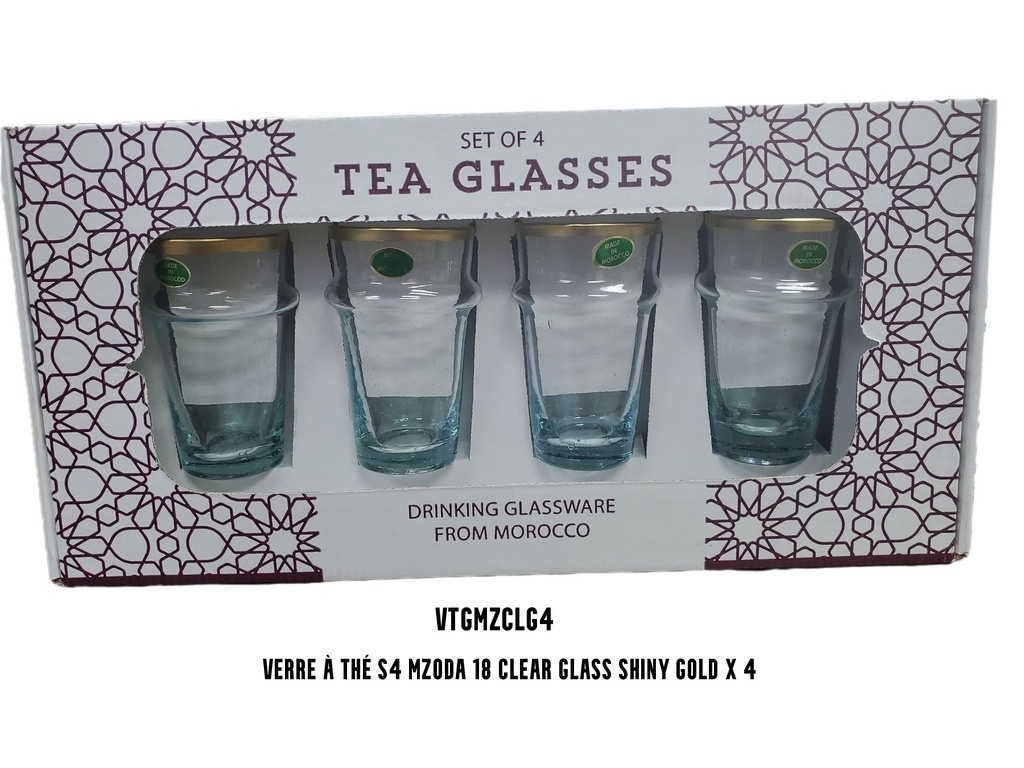 Verre à thé S4 MZODA 18 clear glass shiny gold x 4