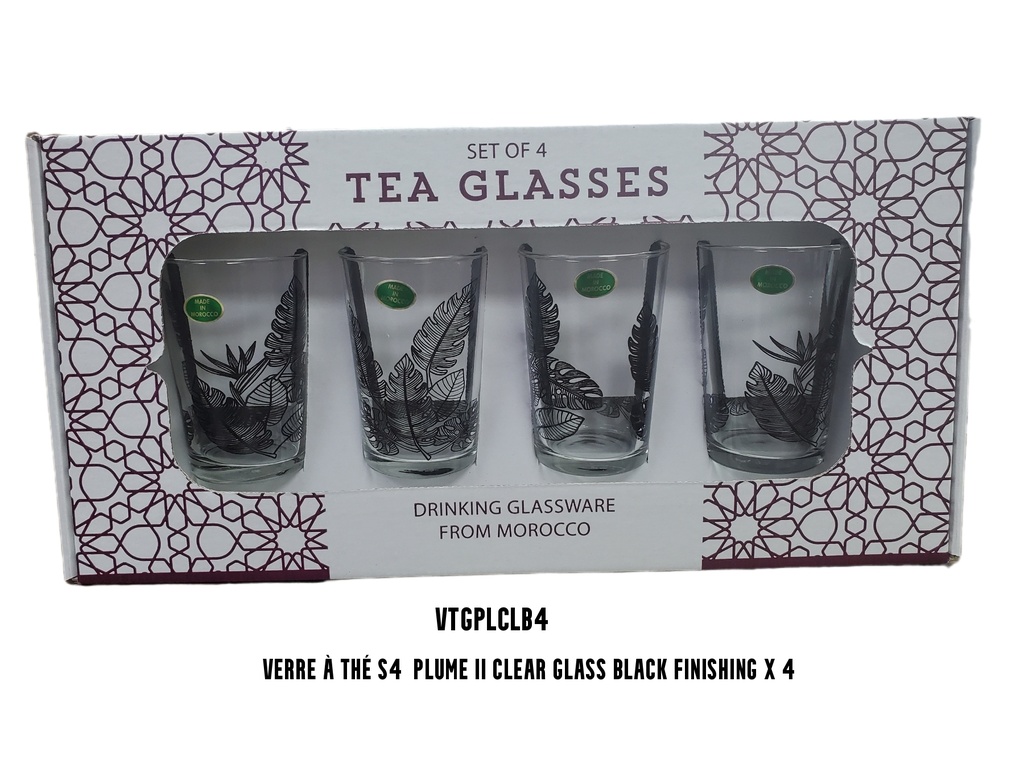 Verre à thé S4 PLUME II clear glass black finishing x 4