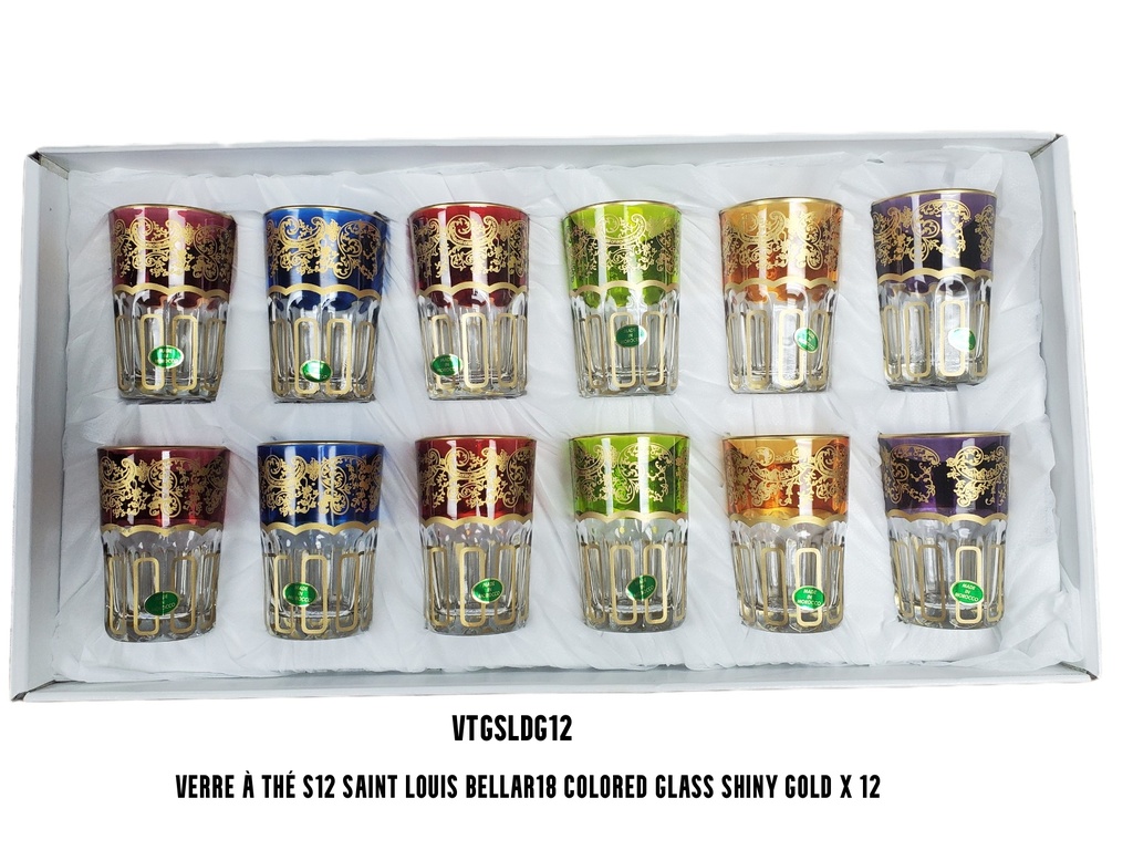 Verre à thé S12 SAINT LOUIS BELLAR18 colored glass shiny gold x 12
