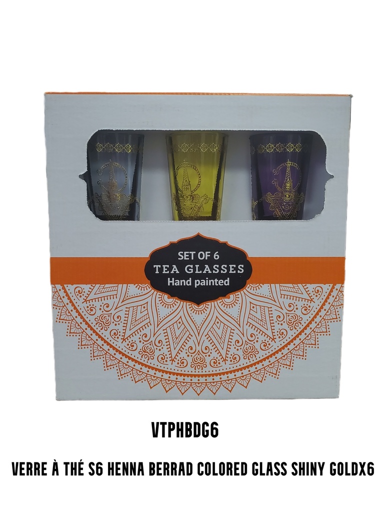 Verre à thé S6 HENNA BERRAD colored glass shiny goldx6