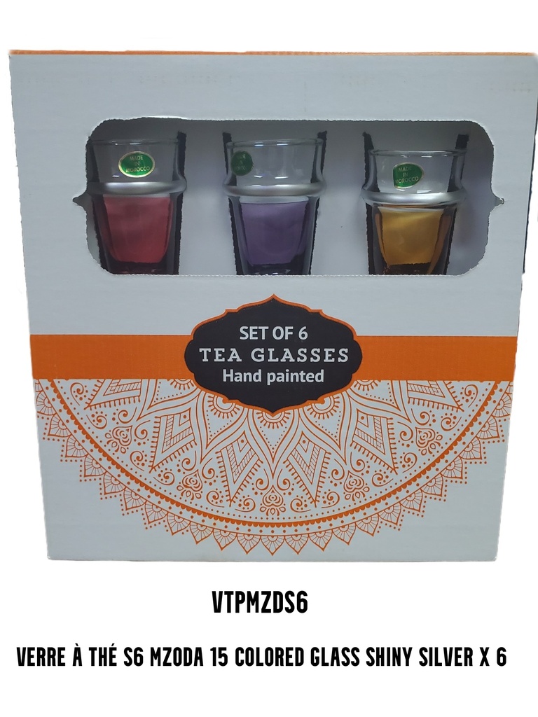 Verre à thé S6 MZODA 15 colored glass shiny silver x 6