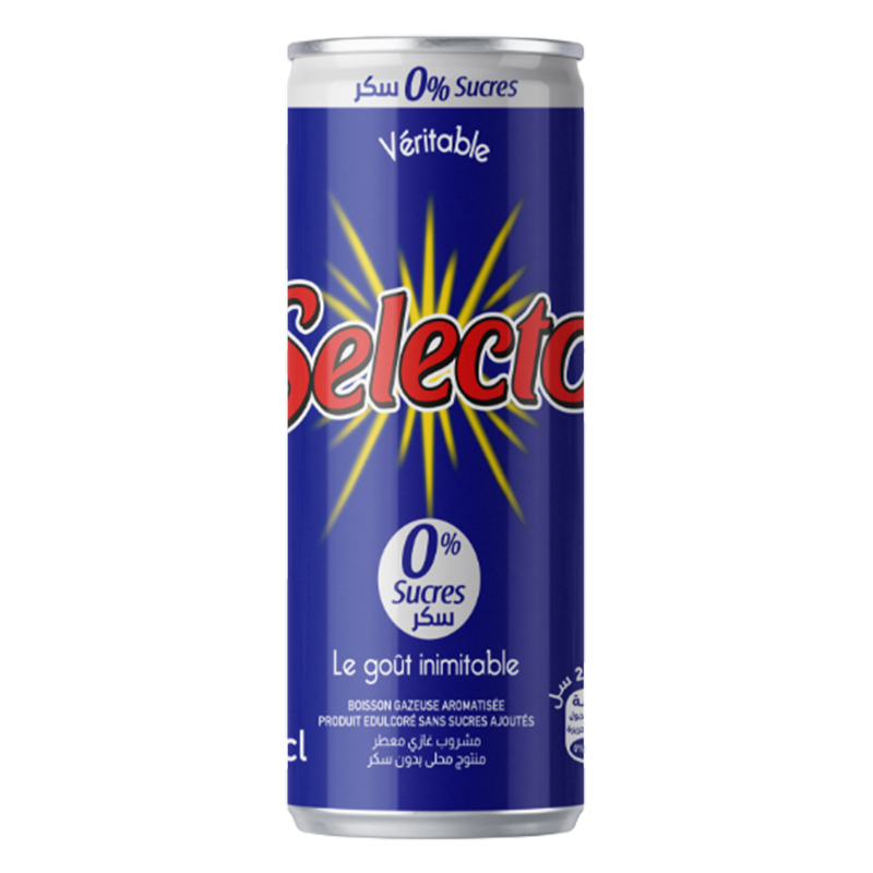 Boisson gazeuse SELECTO 0% sucre Cannettes 24 CL x 6