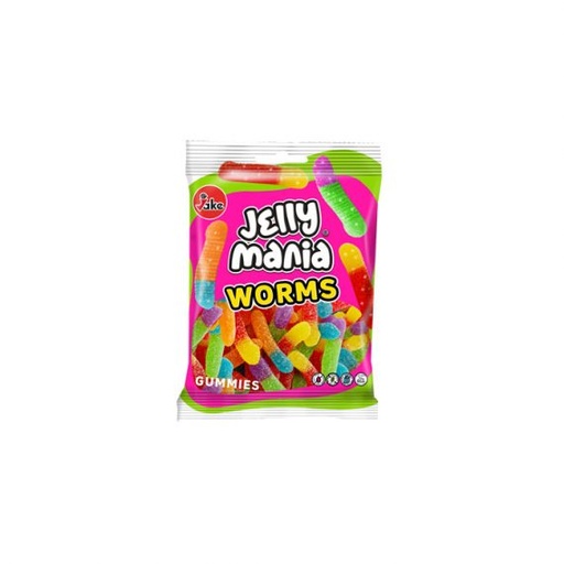 [JKJMWR100g] JAKE - Jelly Mania WORMS / Gum HALAL 100G x 18
