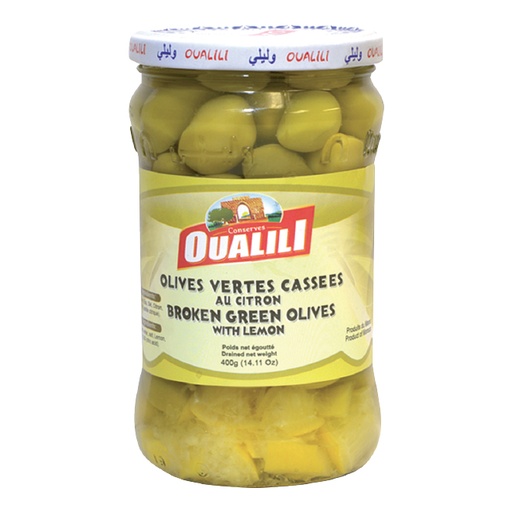 [OVC6-72cl] Olives Vertes Cassées aux Citrons Oualili 400g