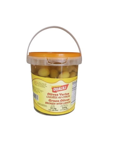 [OVCC950G] Olives Vertes Cassées aux Citrons Oualili 950g