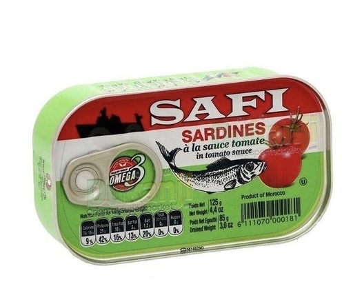 [SSST120] Sardines in tomato sauce 125g - Lithographed SAFI (Green & Red Box))
