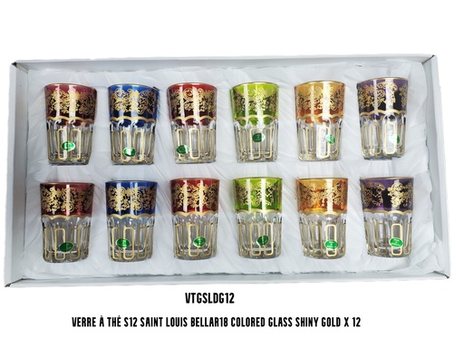 [VTGSLDG12] S12 Drinking glass SAINT LOUIS BELLAR18 colored glass Gold x 12