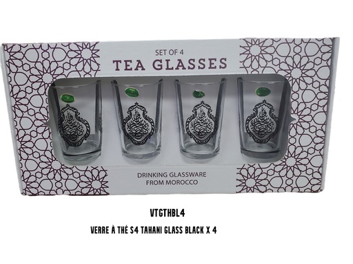 [VTGTHBL4] S4 Drinking glass TAHANI glass Black x 4