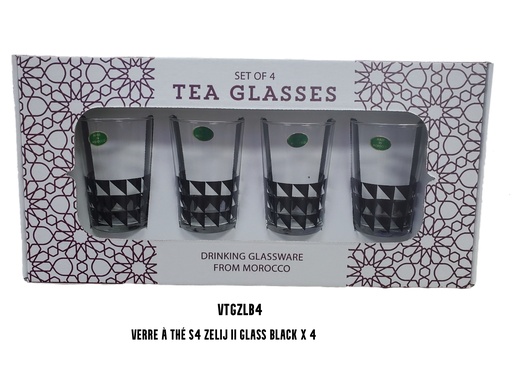 [VTGZLB4] S4 Drinking glass ZELIJ II glass Black x 4