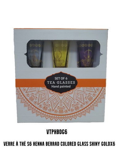 [VTPHBDG6] S6 Drinking glass HENNA BERRAD 3 colored glass Gold x 6