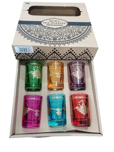 [VTPSFDG6] Verre à thé S6 Small tea glass FIBULE colored shiny gold x 6
