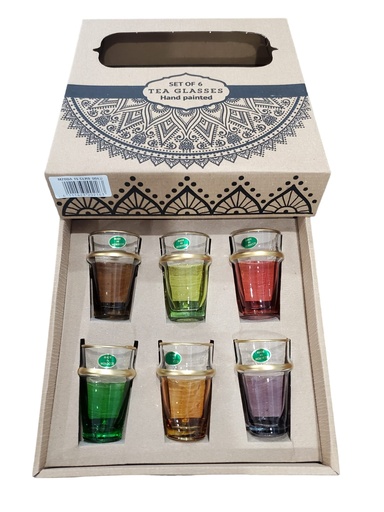 [VTPMZDG6] Verre à thé S6 MZODA 15 colored glass shiny gold x 6