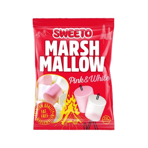 [SWMPW140GX12] SWEETO PINK & WHITE MARSHMALLOW 140G x 12 BAGS