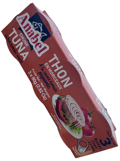 [ANTHSTP80GX3] ANABEL Thon à la Sauce tomate PIQUANTE (Pack 3)